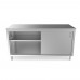WowPrep PC-3072 30D x 72L  Stainless Steel Enclosed Base Work Table with Sliding Doors and Adjustable Shelf