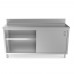 WowPrep 24D x 72L  Stainless Steel Enclosed Base Work Table with Sliding Doors and 5 Backsplash