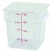 Winco PCSC-8C 8 Qt. Clear Square Polycarbonate Food Storage Container with Red Gradations