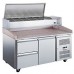 Wowcooler PDR-60-2D-SS 60 Refrigerated Pizza Prep with Marble Top, Two Drawers and Refrigerated Stainless Topping Rail