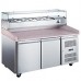 Wowcooler PDR-60-SG 60" Refrigerated Pizza Prep with Refrigerated Glass Topping Rail - 6 Pans