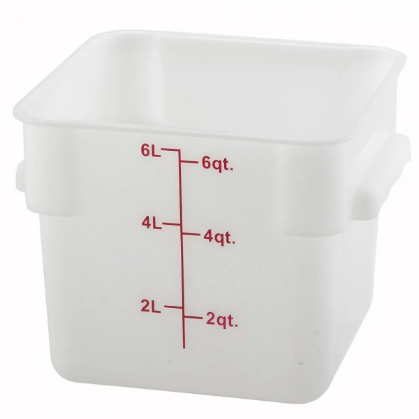 Winco PESC-6 6 Qt. White Square Food Storage Container Winco PESC-6 6 Qt. White Square Food Storage Container
