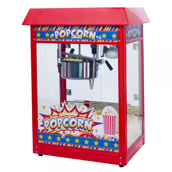 Winco POP-8R Show Time Red Telfon Coated Electric Countertop Popcorn Machine - 120V, 1350W Winco POP-8R Show Time Red Telfon Coated Electric Countertop Popcorn Machine - 120V, 1350W