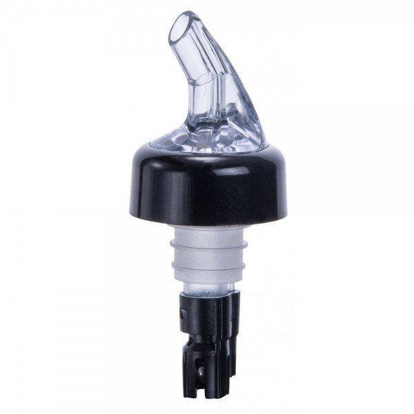 Winco PPA-063 .625 oz. Clear Spout / Black Tail Measured Liquor Pourer with Collar - 12/Pack Winco PPA-063 .625 oz. Clear Spout / Black Tail Measured Liquor Pourer with Collar - 12/Pack