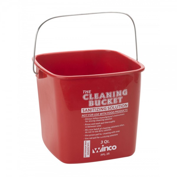 Winco PPL-3R Red Square 3 Qt. Cleaning Bucket with Handle for Sanitizing Winco PPL-3R Red Square 3 Qt. Cleaning Bucket with Handle for Sanitizing