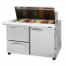 Turbo Air PST-48-18-D2R-N Pro Series 48 Right-Hinged Door & 2 Left Drawer Mega Top Prep Table w/ 18-Pan Top - 15 Cu. Ft.