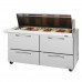 Turbo Air PST-60-24-D4-N Pro Series 60 Four Drawer Mega Top Prep Table w/ 24-Pan Top - 19 Cu. Ft.