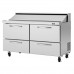 Turbo Air PST-60-D4-N Pro Series 60 Four Drawer Sandwich/Salad Prep Table with 16-Pan Top - 16 Cu. Ft.