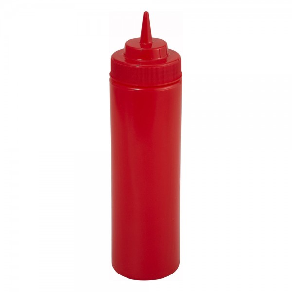 Winco PSW-16R 16 oz. Red Wide Mouth Squeeze Bottle, 6/Pack Winco PSW-16R 16 oz. Red Wide Mouth Squeeze Bottle, 6/Pack