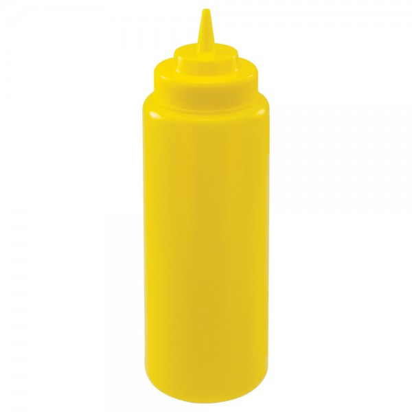 Winco PSW-32Y 32 oz. Yellow Wide Mouth Squeeze Bottle, 6/Pack Winco PSW-32Y 32 oz. Yellow Wide Mouth Squeeze Bottle, 6/Pack