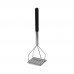 Winco PTMP-18S Chrome Plated 17 3/4 Square Faced Potato Masher with Soft Grip Handle