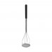 Winco PTMP-24R Chrome Plated 24 Round-Faced Potato Masher with Soft Grip