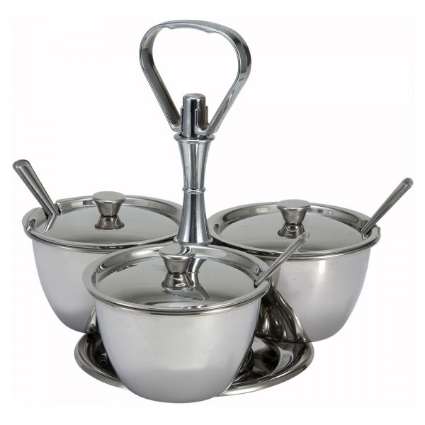 Winco RS-3 3 Compartment Stainless Steel Relish Server Winco RS-3 3 Compartment Stainless Steel Relish Server