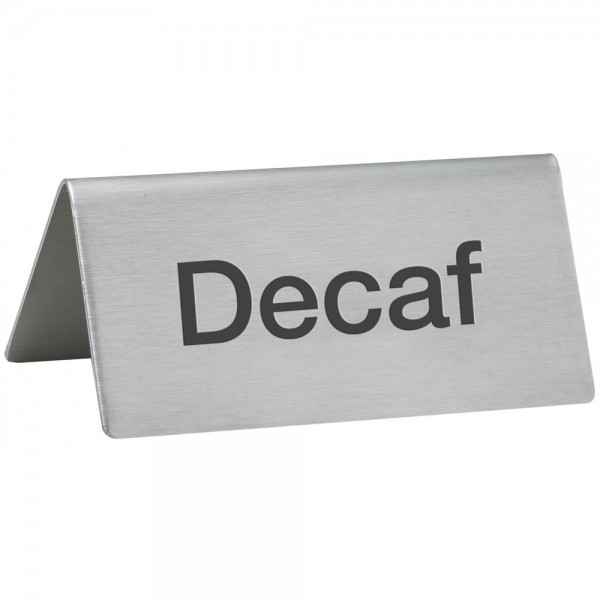 Winco SGN-102 Stainless Steel Decaf Tent Sign Winco SGN-102 Stainless Steel Decaf Tent Sign