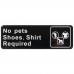 Winco SGN-332 No Pets, Shoes and Shirt Required Information Sign, 3 x 9 Winco SGN-332 No Pets, Shoes and Shirt Required Information Sign, 3 x 9