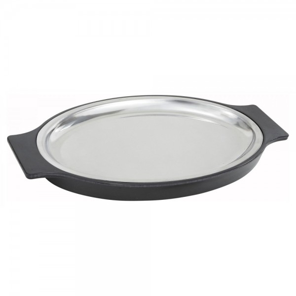 Winco SIZ-11ST Stainless Steel Oval Sizzling Platter with Bakelite Underliner, 11 x 8 Winco SIZ-11ST Stainless Steel Oval Sizzling Platter with Bakelite Underliner, 11 x 8