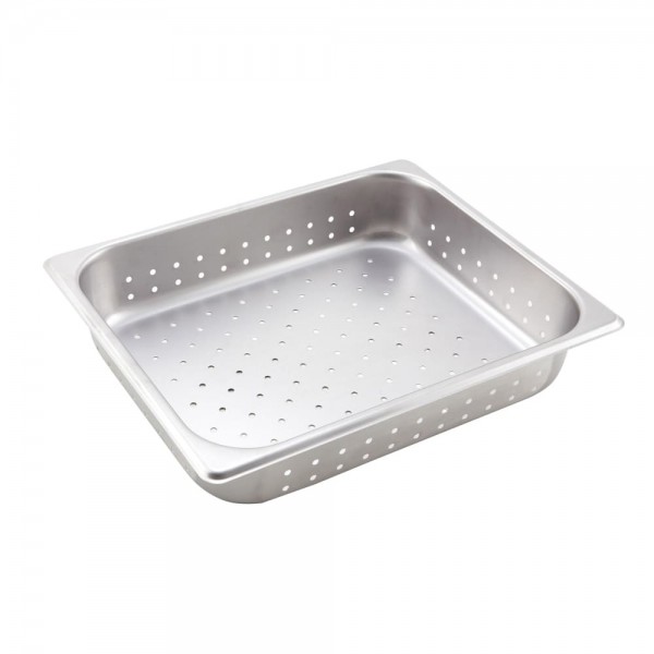Winco SPJH-202PF 2-1/2 Deep Half Size Stainless Steel Perforated Steam Pan Winco SPJH-202PF 2-1/2 Deep Half Size Stainless Steel Perforated Steam Pan