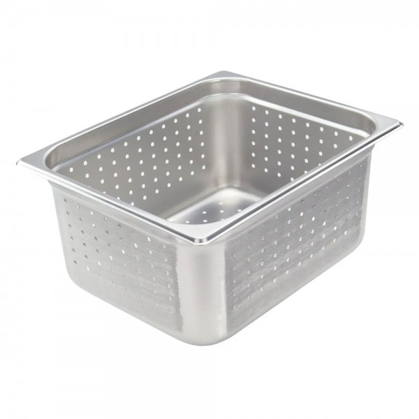 Winco SPJH-206PF 6 Deep Half Size Perforated Stainless Steel Steam Pan Winco SPJH-206PF 6 Deep Half Size Perforated Stainless Steel Steam Pan
