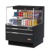 Turbo Air TOM-36L-UF-B-2S-N 35 Low Profile Black Horizontal 1 Shelf Open Display Case w/ Glass Side Panel - 8 Cu. Ft.
