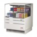 Turbo Air TOM-36L-UF-W-2S-N 35 Low Profile White Horizontal 1 Shelf Open Display Case w/ Glass Side Panel - 8 Cu. Ft.