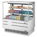 Turbo Air TOM-48L-UFD-W-3S-N 47 Low Profile White Horizontal Sliding Rear Door 2 Shelf Open Display Case w/ Glass Side Panel - 15 Cu. Ft.