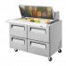 Turbo Air TST-48SD-18-D4-N Super Deluxe Series 48 Four Drawer Mega Top Prep Table w/ 18-Pan Top - 15 Cu. Ft.