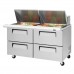 Turbo Air TST-60SD-24-D4-N Super Deluxe Series 60 Four Drawer Mega Top Prep Table w/ 24-Pan Top - 19 Cu. Ft.