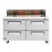Turbo Air TST-60SD-D4-N 60 Super Deluxe Series 4 Drawer Sandwich/Salad Refrigerated Prep Table - (16) x 1/6 Pan
