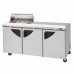 Turbo Air TST-72SD-08S-N-CL Super Deluxe Series 72 Clear Lid Three Solid Door Sandwich/Salad Prep Table & Work Station w/ 8-Pan Top - 23 Cu. Ft.