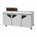 Turbo Air TST-72SD-08S-N Super Deluxe Series 72 Three Solid Door Sandwich/Salad Prep Table & Right-Side Work Station w/ 8-Pan Top - 23 Cu. Ft.
