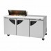 Turbo Air TST-72SD-10S-N-LW Super Deluxe Series 72 Three Solid Door Sandwich/Salad Prep Table & Left-Side Work Station w/ 10-Pan Top - 23 Cu. Ft.