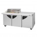 Turbo Air TST-72SD-15M-N-CL Super Deluxe Series 72 Clear Lid Three Door Mega Top Prep Table & Work Station w/ 15-Pan Top - 23 Cu. Ft.