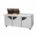 Turbo Air TST-72SD-15M-N Super Deluxe Series 72 Three Door Mega Top Prep Table & Right-Side Workstation w/ 15-Pan Top - 23 Cu. Ft.