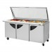 Turbo Air TST-72SD-30-N-GL Super Deluxe Series 72 Glass Lid Three Door Mega Top Prep Table w/ 30-Pan Top - 23 Cu. Ft.