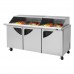 Turbo Air TST-72SD-30-N-SL Super Deluxe Series 72 Slide Back Lid Three Door Mega Top Prep Table w/ 30-Pan Top - 23 Cu. Ft.