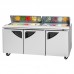 Turbo Air TST-72SD-N 72 Super Deluxe Series 3 Door Sandwich/Salad Refrigerated Prep Table - (18) x 1/6 Pan
