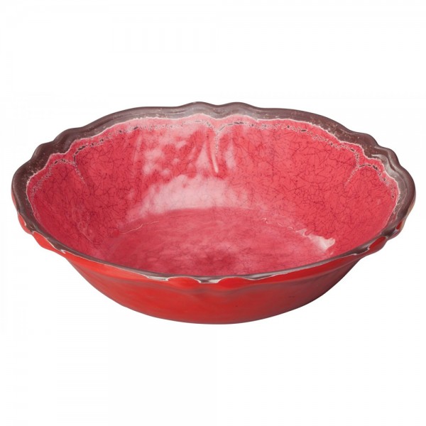 Winco WDM001-507 Luzia 13-3/4 Red Round Melamine Hammered Soup/Cereal Bowl