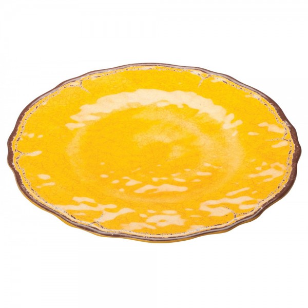 Winco WDM001-602 Ardesia Luzia Yellow Melamine Hammered Plate, 11