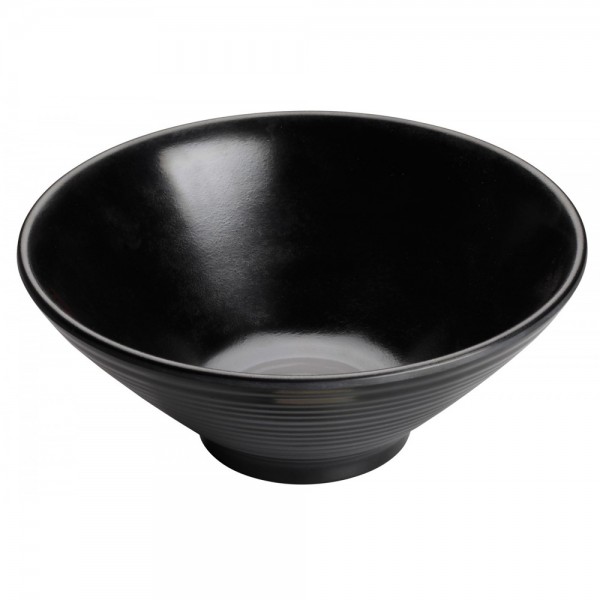 Winco WDM014-304 Togashi 9 Black Round Melamine Soup/Cereal Bowl