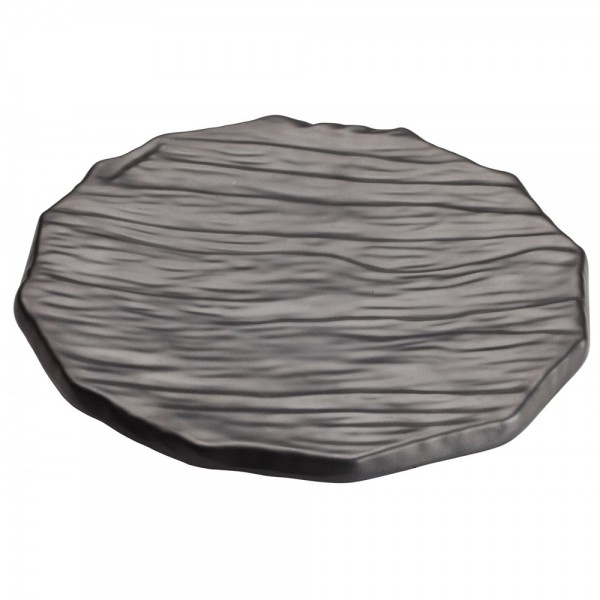 Winco WDM019-301 Ardesia Kaori Black Melamine Round Platter, 11-1/2