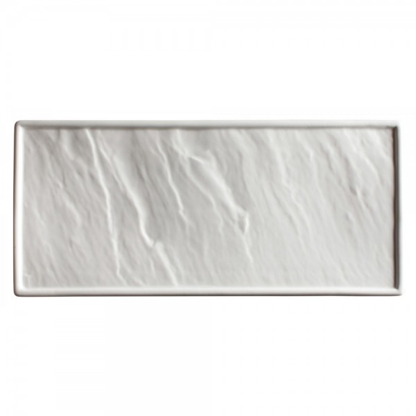 Winco WDP001-201 Ardesia Calacatta Creamy White Porcelain Rectangular Platter, 10 x 4-3/4