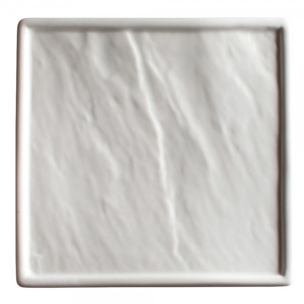 Winco WDP001-207 Ardesia Calacatta Creamy White Porcelain Square Platter, 10-1/4