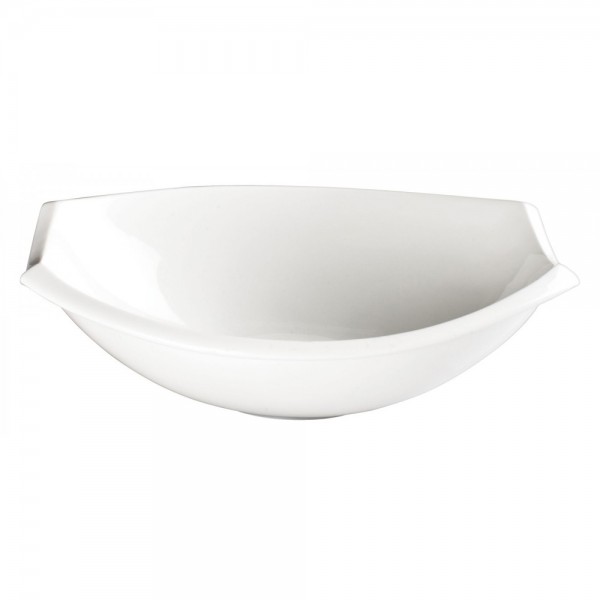 Winco WDP006-206 Bergomi 13 Creamy White Oval Narrow Rim Porcelain Bowl