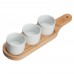 Winco WDP015-103 Ardesia Newry Porcelain Trio Bowl Set with Wooden Plate, 11-5/8 x 3-1/8