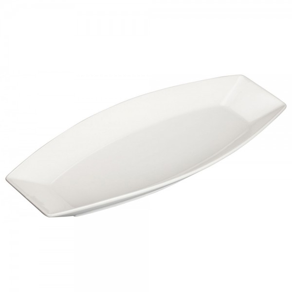 Winco WDP017-110 Ardesia Loures Porcelain Bright White Oval Plate, 15-1/4 x 6-1/2