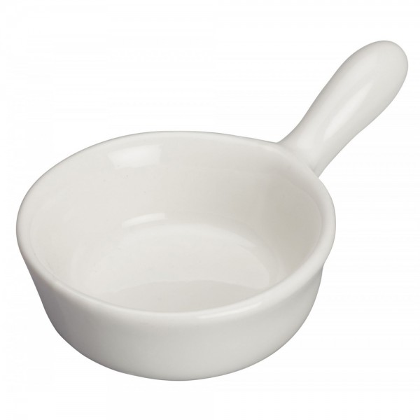 Winco WDP021-101 Mescalore Bright White 2-1/2 Porcelain Mini Dish with Handle