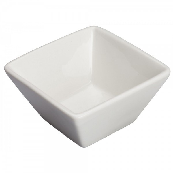 Winco WDP021-105 Mescalore Bright White 3-1/8 Square Porcelain Mini Bowl