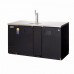 Everest EBD3-BB-24 68 inch Black Two Section Solid Door Back Bar/Direct Draw Keg Refrigerator