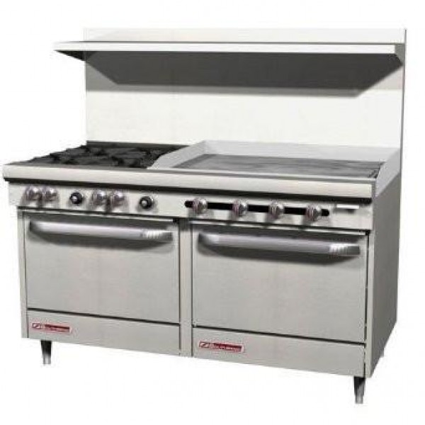 Southbend S60DD-3G S-Series 60 inch 4 Burners and 36 inch Griddle and 2 Standard Oven