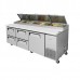Turbo Air TPR-93SD-D4-N 93 inch Four Drawers Pizza and Single Door Prep Table